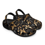 Classic Clogs Black and Gold Butterlies