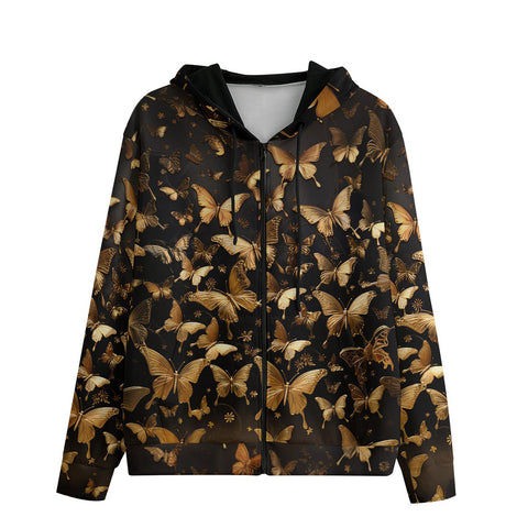 Men's Zip Up Hoodie Golden Butterflies