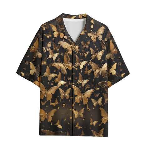 Hawaiian Shirt Golden Butterflies