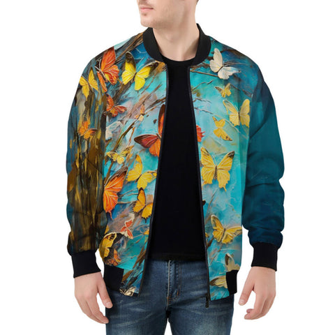 Bomber Jacket Colorful Butterflies Art