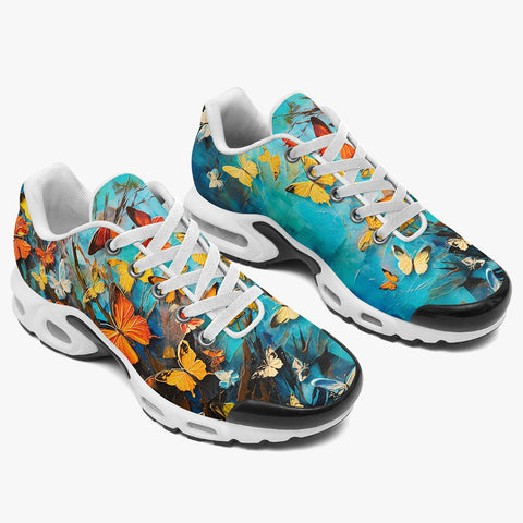 Air Cushion Sneakers Colorful Butterflies Art