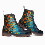 Leather Boots Colorful Butterflies Art