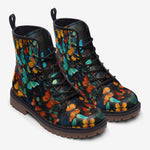 Leather Boots Colorful Butterflies