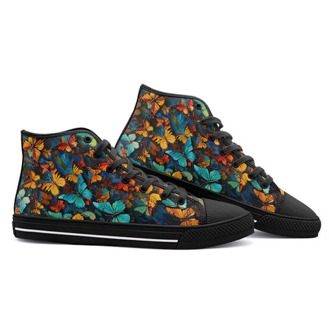 High-Top Canvas Shoes Colorful Butterflies