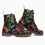 Leather Boots Colorful Butterflies