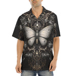 Hawaiian Shirt Gothic Silver Butterfly And Flowers