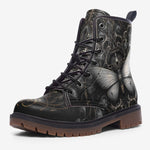Leather Boots Gothic Silver Butterfly And Flowers