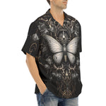 Hawaiian Shirt Gothic Silver Butterfly And Flowers