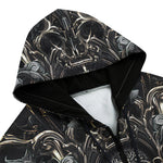 Men's Zip Up Hoodie Gothic Silver Butterfly And Flowers