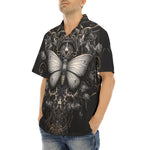 Hawaiian Shirt Gothic Silver Butterfly And Flowers
