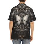 Hawaiian Shirt Gothic Silver Butterfly And Flowers