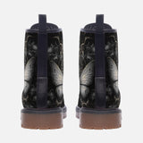 Leather Boots Gothic Silver Butterfly And Flowers