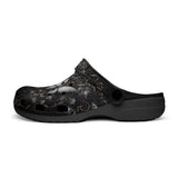 Classic Clogs Gothic Silver Butterfly And Flowers