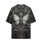 Hawaiian Shirt Gothic Silver Butterfly And Flowers