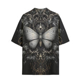 Hawaiian Shirt Gothic Silver Butterfly And Flowers