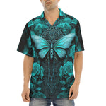 Hawaiian Shirt Gothic Turquoise Butterfly And Flowers