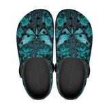 Classic Clogs Gothic Turquoise Butterfly And Flowers