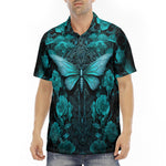 Men's Polo Shirt Gothic Turquoise Butterfly And Flowers