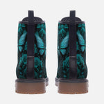 Leather Boots Gothic Turquoise Butterfly And Flowers