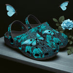 Classic Clogs Gothic Turquoise Butterfly And Flowers