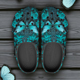 Classic Clogs Gothic Turquoise Butterfly And Flowers