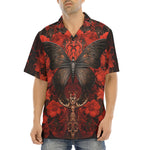 Hawaiian Shirt Gothic Butterfly with Red Roses