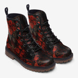 Leather Boots Gothic Butterfly with Red Roses
