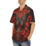 Hawaiian Shirt Gothic Butterfly with Red Roses