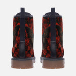 Leather Boots Gothic Butterfly with Red Roses