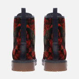 Leather Boots Gothic Butterfly with Red Roses