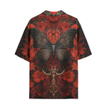 Hawaiian Shirt Gothic Butterfly with Red Roses