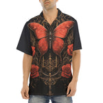 Hawaiian Shirt Gothic Red Butterfly with Flowers