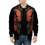 Bomber Jacket Gothic Red Butterfly with Flowers