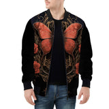 Bomber Jacket Gothic Red Butterfly with Flowers