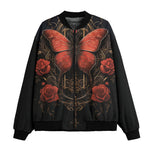 Bomber Jacket Gothic Red Butterfly with Flowers