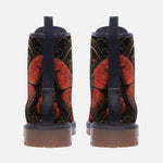 Leather Boots Gothic Red Butterfly with Flowers