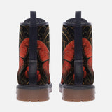 Leather Boots Gothic Red Butterfly with Flowers