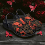 Classic Clogs Gothic Red Butterfly with Flowers