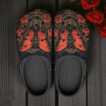 Classic Clogs Gothic Red Butterfly with Flowers