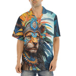 Hawaiian Shirt Aztec Lion with Colorful Feathers