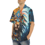 Hawaiian Shirt Aztec Lion with Colorful Feathers