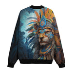 Bomber Jacket Aztec Lion with Colorful Feathers