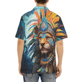Hawaiian Shirt Aztec Lion with Colorful Feathers