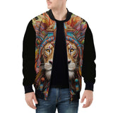 Bomber Jacket Colorful Lion with Feathers