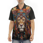 Men's Polo Shirt Colorful Lion with Feathers