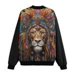 Bomber Jacket Colorful Lion with Feathers
