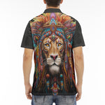 Men's Polo Shirt Colorful Lion with Feathers