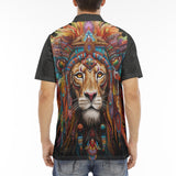 Men's Polo Shirt Colorful Lion with Feathers