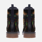 Leather Boots Colorful Lion with Feathers