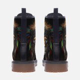 Leather Boots Colorful Lion with Feathers